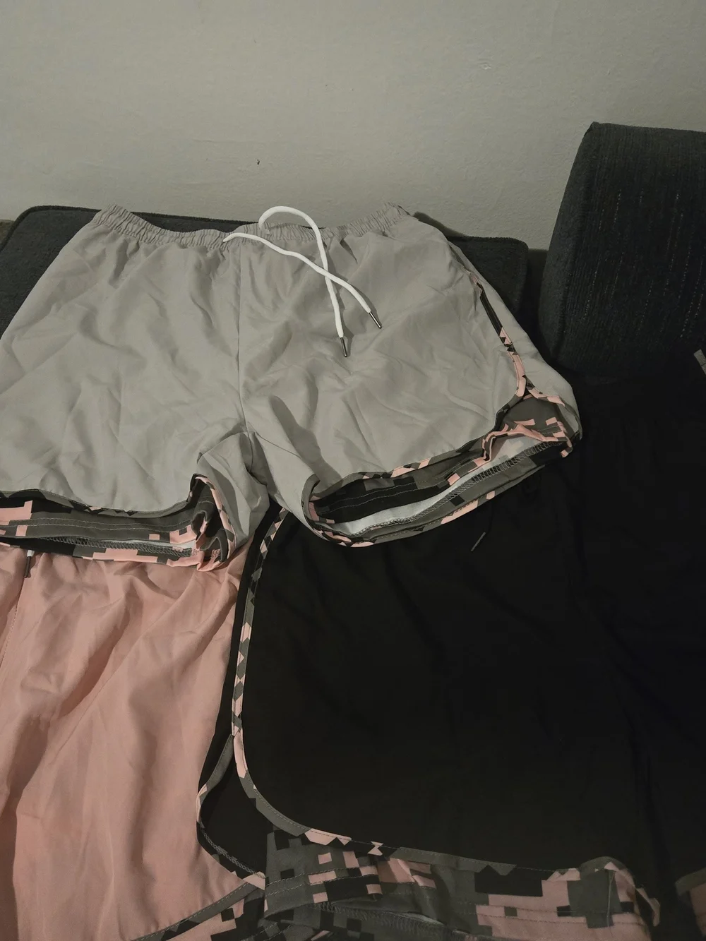 3 Pairs Athletic Shorts with Black and Pink Trim